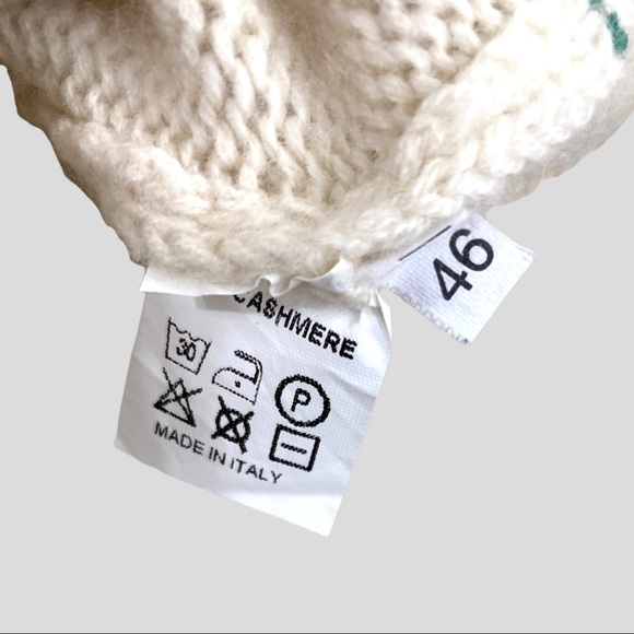 Vintage Mister Nic Cream Cashmere Cardigan Purple Pink Green Painted Flowers - Picture 5 of 10